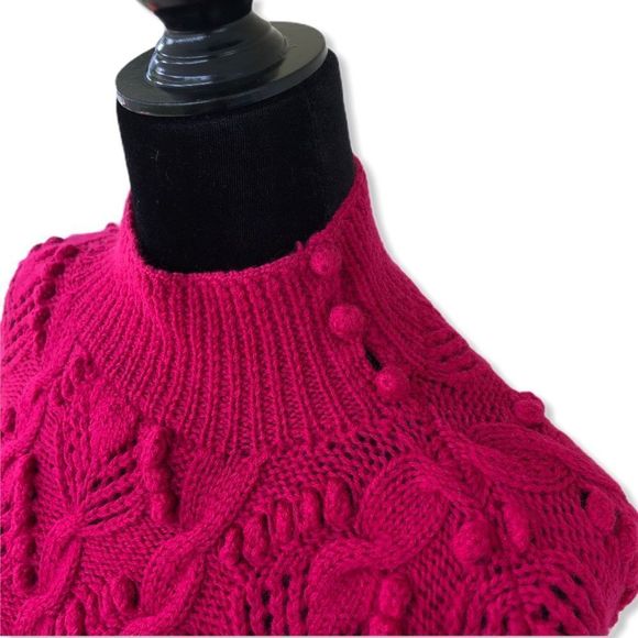 80’s Vintage Hot Pink Pom Pom Long Sleeve Sweater - Picture 3 of 8